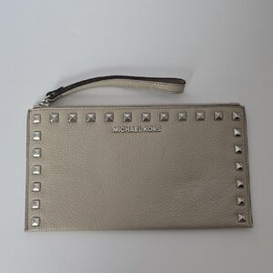 Michael Kors Beige Wristlet with Silver Studs